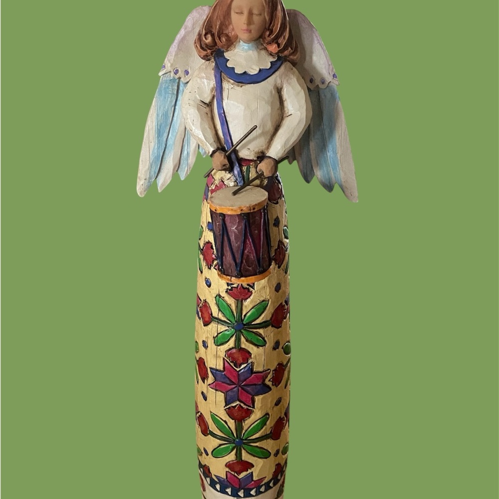 Jim Shore Heartwood Creek Angel Figurine 14” Music Warms The Heart Wooden Art